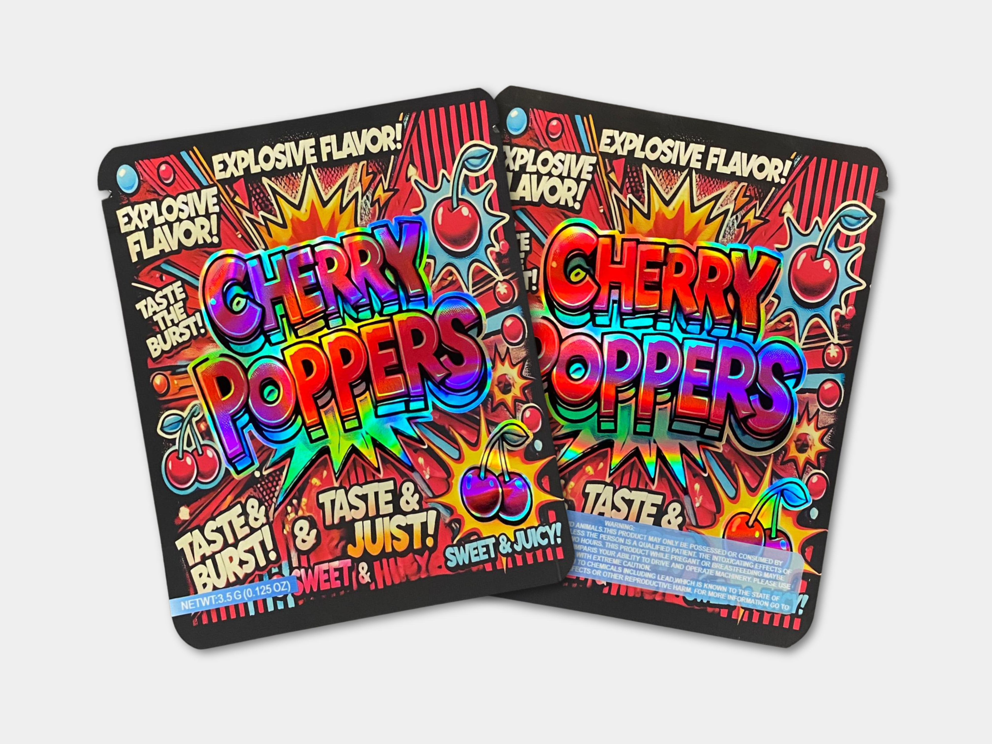 Cherry Poppers 3.5G Mylar Bag | Explosive Cherry Weed Packaging