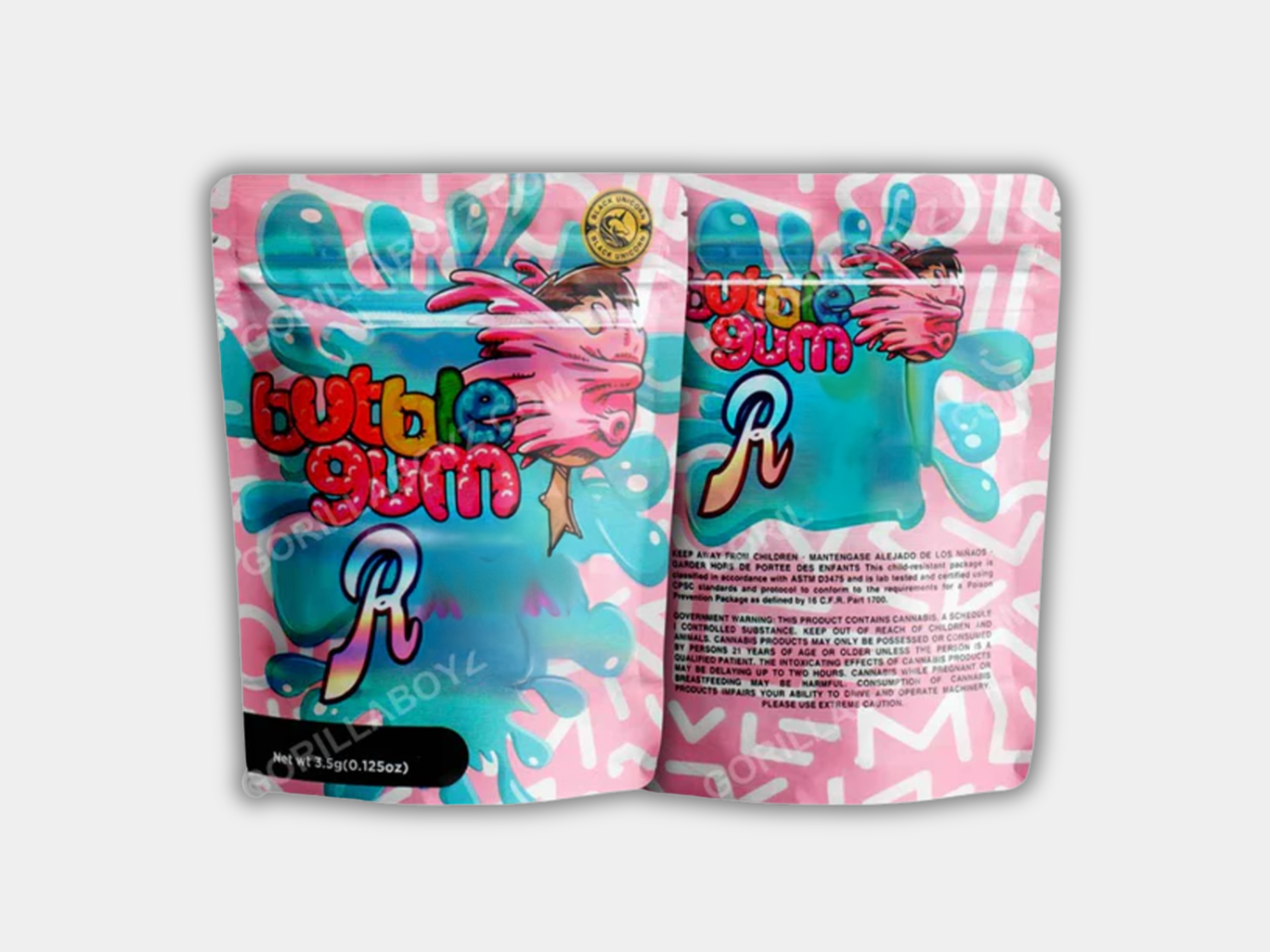 Mylar Bags 3.5 Grams Bubble Gum | Smell-Proof Ziplocks – Gorilla