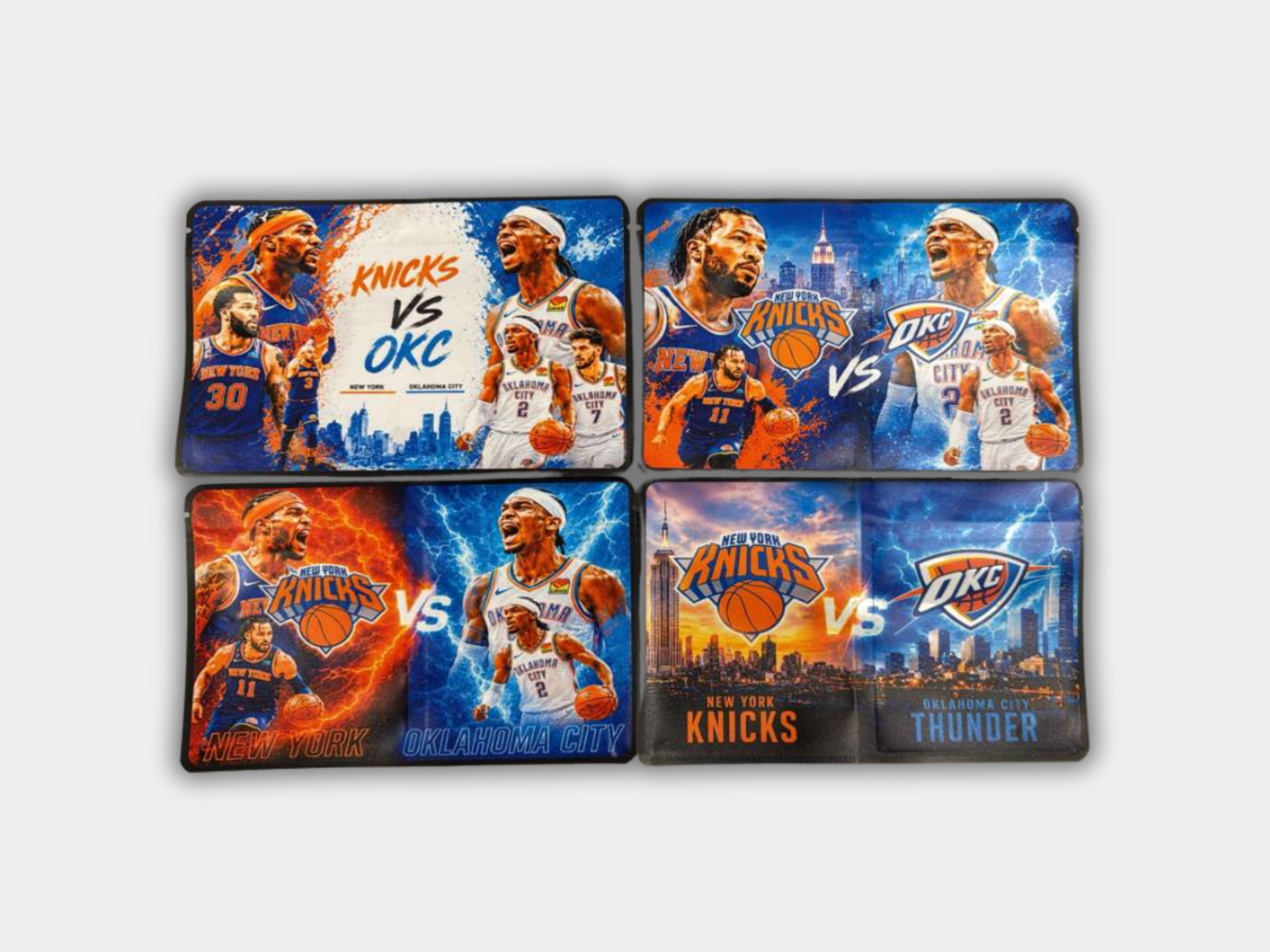 Knicks Vs OKC – 4 Designs Mylar Set (Duel Bag 7g Bag) | Limited