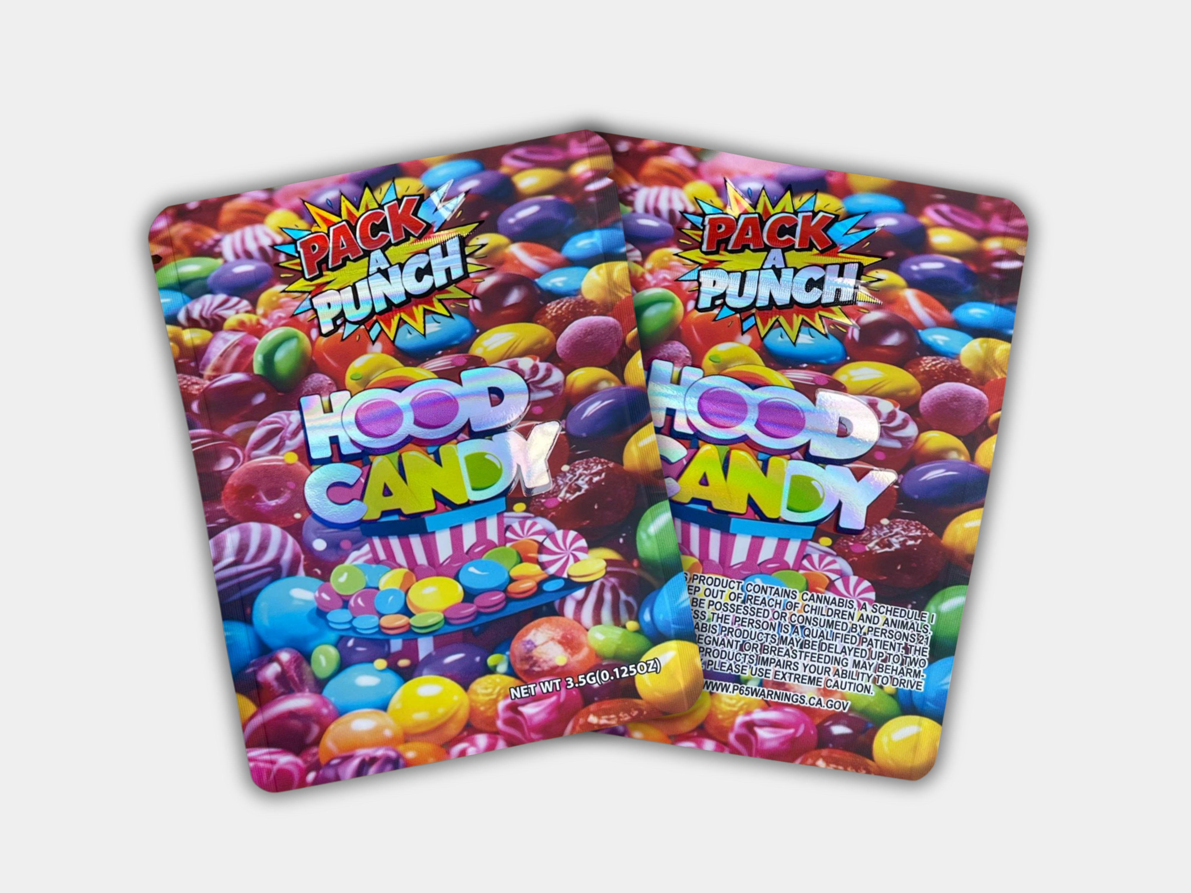 Pack A Punch Hood Candy 3.5G Mylar Bag | Smell Proof Packaging