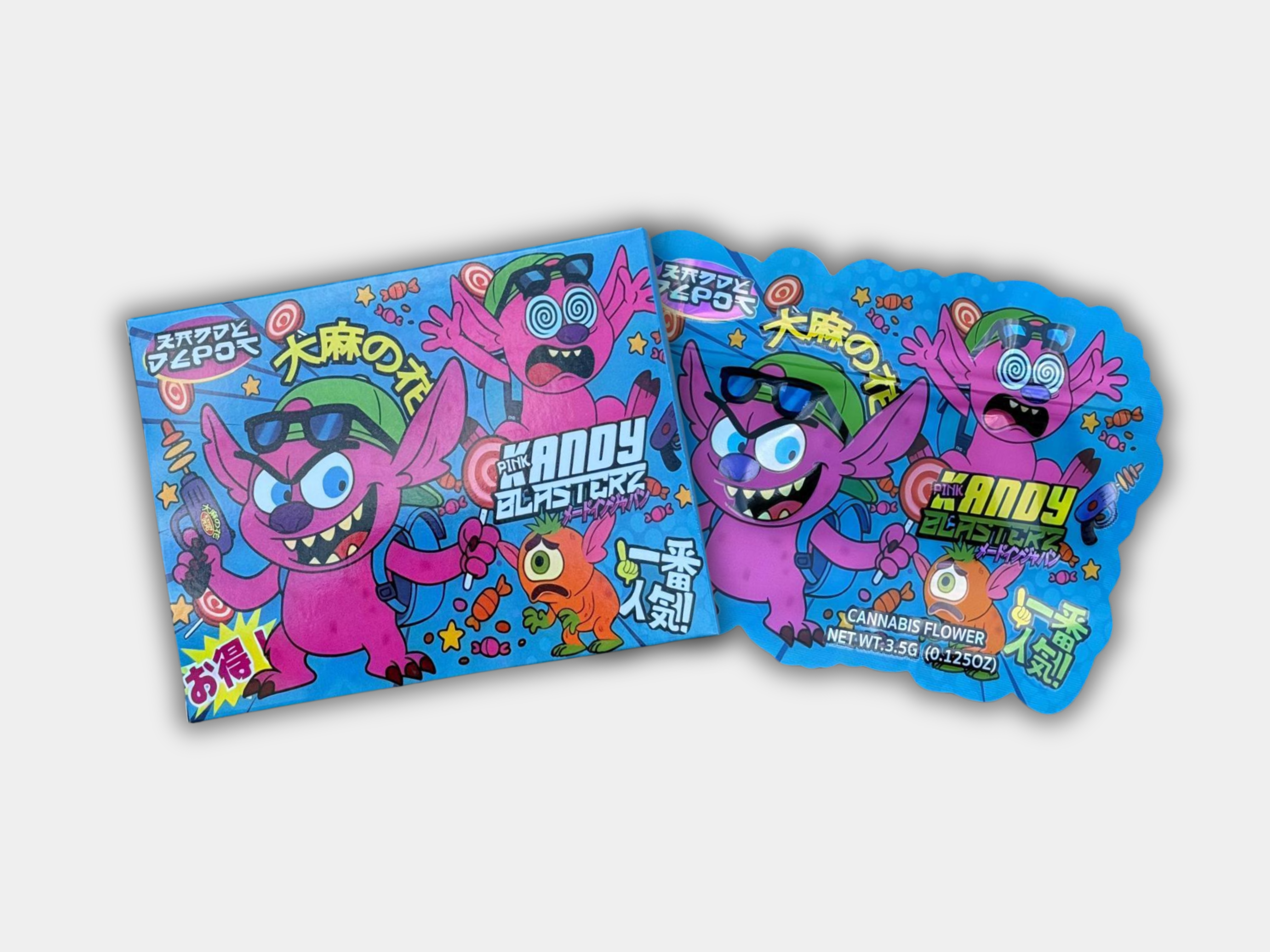 Pink Candy Blasters Mylar Bag + Matching Box (3.5G) | Gorilla Boyz