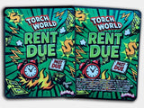 Rent Due 3.5G Torch World Mylar Bag (Label & Authenticity Stickers Included)