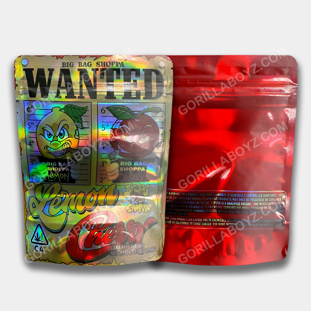 Wanted Lemon Cherry Mylar Bag 3.5 Grams | Moisture-Resistant