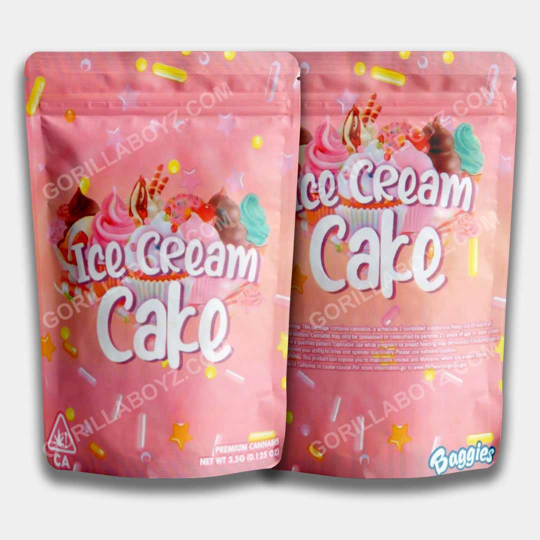 Mylar Bags 3.5 Grams Ice Cream Cake Smell Proof Ziplocks Gorilla