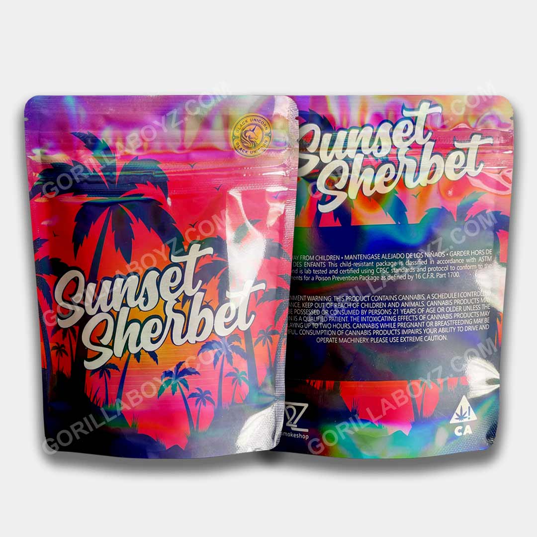Mylar Bags 3.5 Grams Sunset Sherbet | Smell-Proof Ziplocks