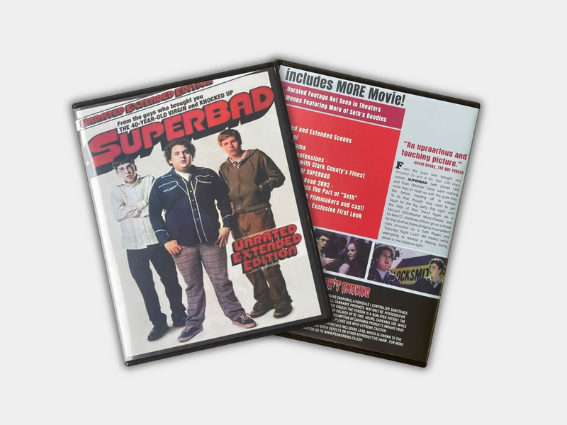 Superbad CD/DVD Cases with Mylar Bags 3.5 Grams