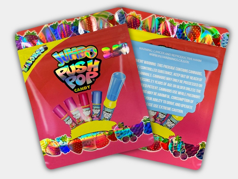 Jumbo Push Pop Candy Mylar Bag 3.5 Grams