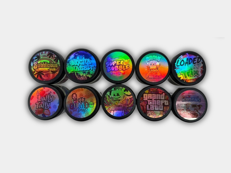 3.5g Jars with Holographic Stickers (Glass jars included)