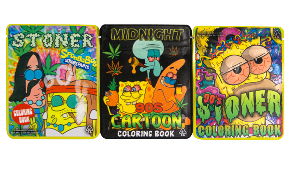 90s Cartoon Coloring Book Sticker Mylar Bag 3.5G | Smell Proof