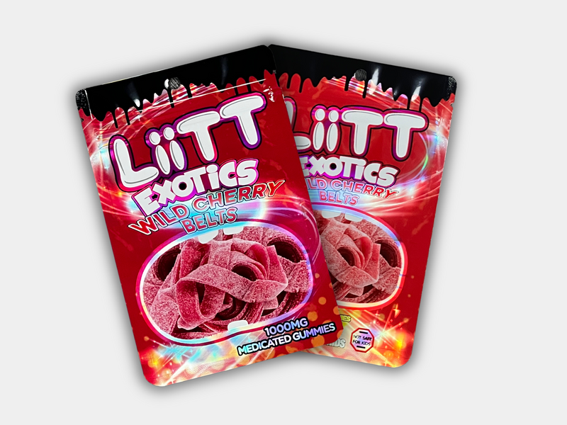 Liit Exotics Wild Cherry Belts EMPTY Mylar Bag 1000 MG