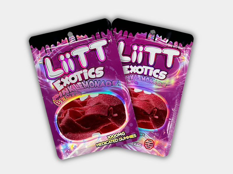 Liit Exotics Pink Lemonade Belts EMPTY Mylar Bag 1000 MG