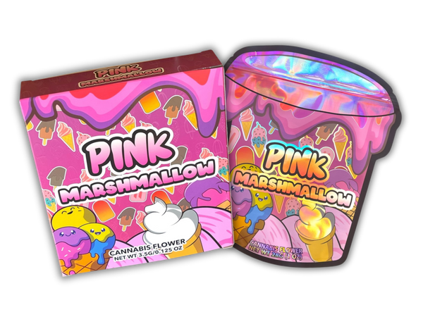 Pink Marshmallow 3.5g Mylar Bag with BOX