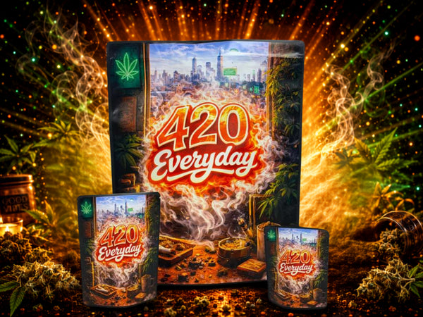 420 Everyday CUSTOM STICKER Combo Pack Mylar Bag Set – 32 (3.5g), 16 (1oz), 1 (1lb) 111
