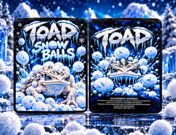 Toad Snowball Custom 3.5G Double Sided Sticker Mylar Bag