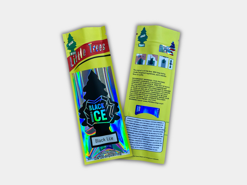 Little Trees Black Ice 2 Grams Holographic Empty Pre Roll Packaging