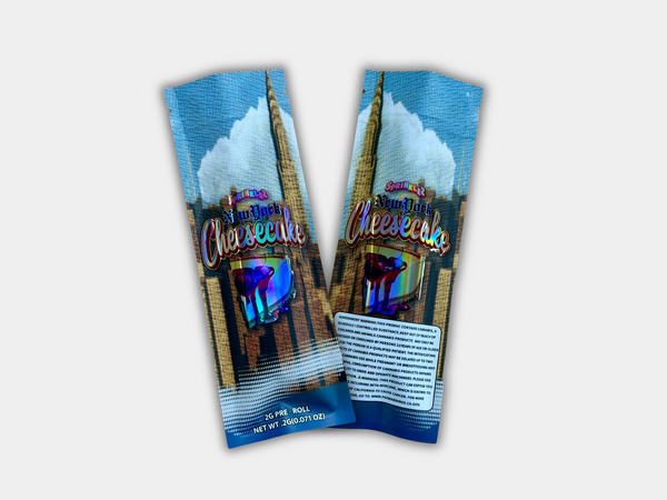 New York Cheesecake 2 Grams Holographic Empty Pre Roll Packaging