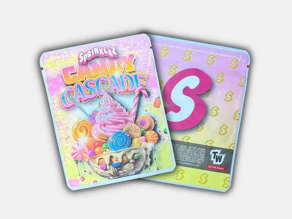 Candy Cascade Sprinklez Mylar Bag 3.5 Grams (Label & Authenticity Stickers Included)