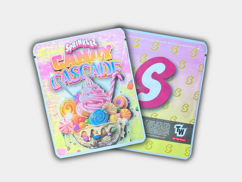 Candy Cascade Sprinklez Mylar Bag 3.5 Grams (Label & Authenticity Stickers Included)
