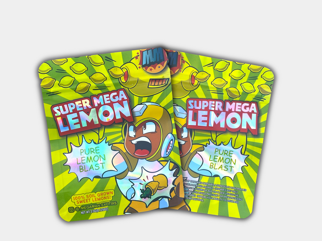 Super Mega Lemon Mylar Bag 3.5 Grams | Smell Proof – Gorilla Boyz Inc
