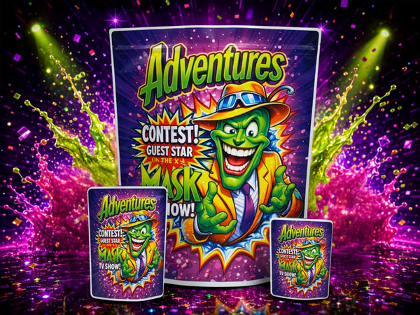  Adventures The Mask CUSTOM STICKER Combo Pack Mylar Bag Set – 32 (3.5g), 16 (1oz), 1 (1lb)11111