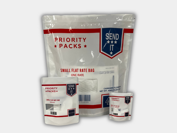 Priority Packs Small Flat Rate Mylar Bag Set - 32 (3.5g), 16 (1oz), 1 (1lb) for $49.99