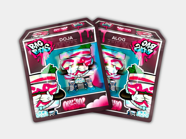 Bag Boys Doja Edition Mylar bag designed for 3.5 grams. This smell-proof packaging preserves potency while showcasing an exclusive design for secure storage.