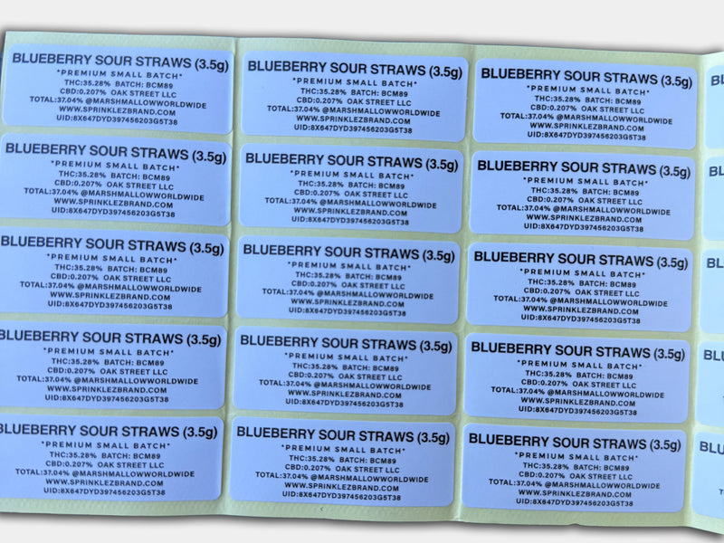 Blueberry Sour Straws Gumdropz Mylar Bag 3.5 Grams (Label & Authenticity Stickers Included)