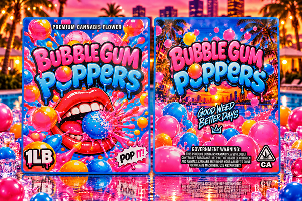 Bubble Gum Poppers Custom Print 1 Pound Double Sided Mylar Bag