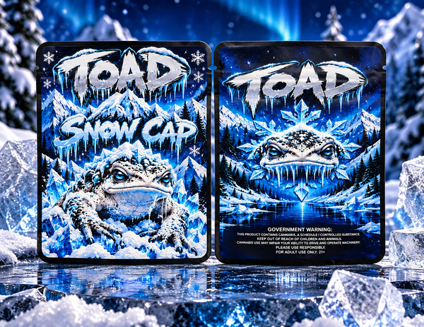 Toad SnowCap Custom 3.5G Double Sided Sticker Mylar Bag