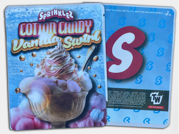 Cotton Candy Vanilla Swirl Sprinklez Mylar Bag 3.5 Grams (Label & Authenticity Stickers Included)