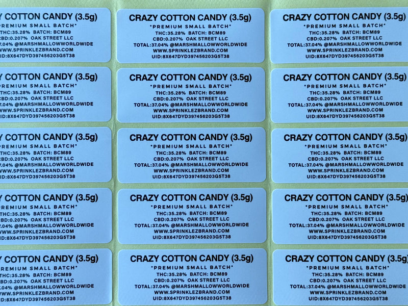 Gumdropz Crazy Cotton Candy Sprinklez 3.5G Mylar Bag (Label & Authenticity Stickers Included)