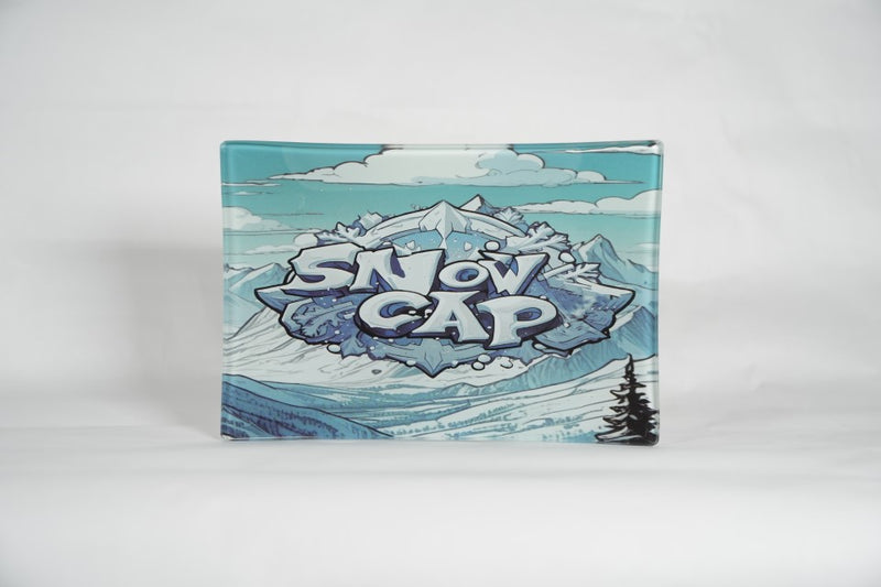 Snow Cap | Shatter Resistant Glass Rolling Tray 8.6" x 5.9"