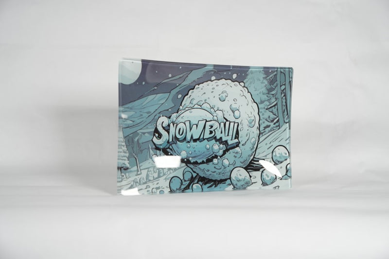 Snowball | Shatter Resistant Glass Rolling Tray 8.6" x 5.9"