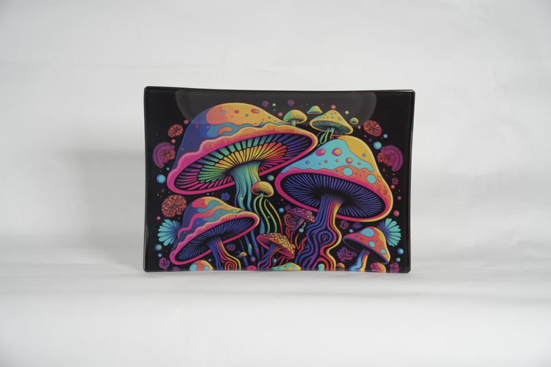 Magic Shrooms | Shatter Resistant Glass Rolling Tray 8.6" x 5.9"