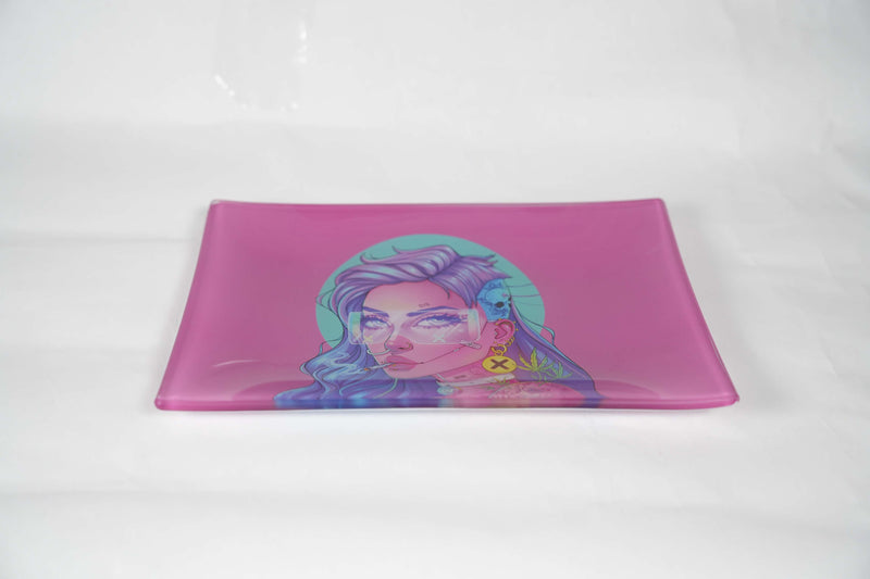 Pretty Lady | Shatter Resistant Glass Rolling Tray