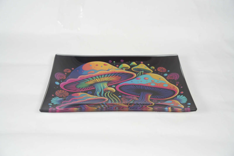 Magic Shrooms | Shatter Resistant Glass Rolling Tray 8.6" x 5.9"