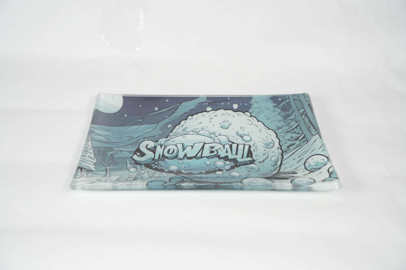 Snowball | Shatter Resistant Glass Rolling Tray 8.6" x 5.9"