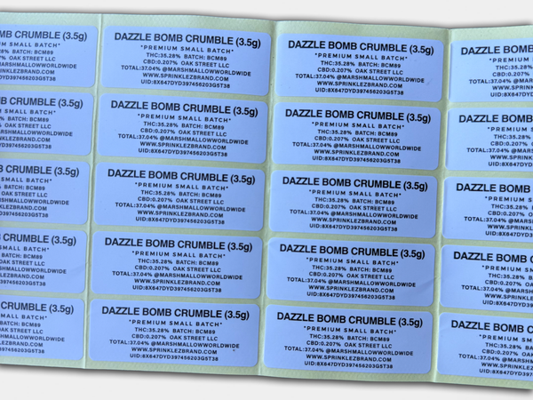 Dazzle Bomb Crumble Sprinkelz Mylar Bag 3.5 Grams (Label & Authenticity Stickers Included)