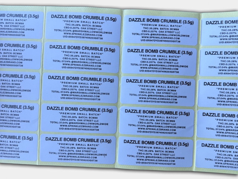 Dazzle Bomb Crumble Sprinkelz Mylar Bag 3.5 Grams (Label & Authenticity Stickers Included)