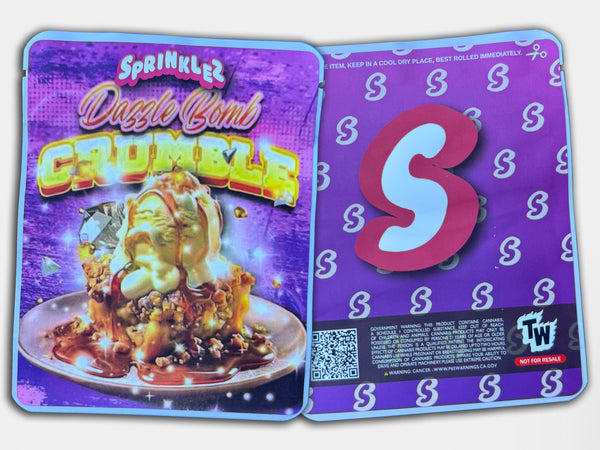 Dazzle Bomb Crumble Sprinkelz Mylar Bag 3.5 Grams (Label & Authenticity Stickers Included)