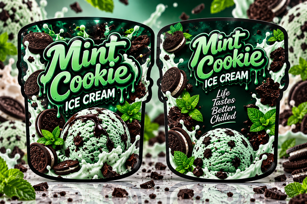 Mint Cookie Ice Cream Custom Shaped Double sided 3.5G Sticker Mylar Bag