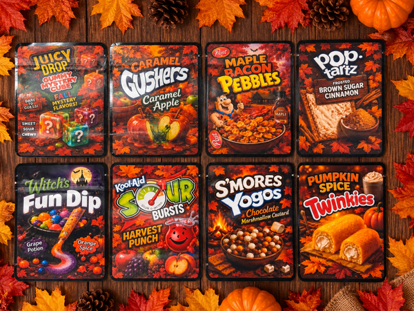 Fall Collection 2026 – 8 Custom Design Sticker  Mylar Set (3.5g)