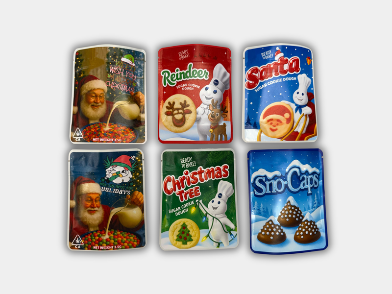 Holiday Collection 3.5G Mylar Bags – 6 Pack Set