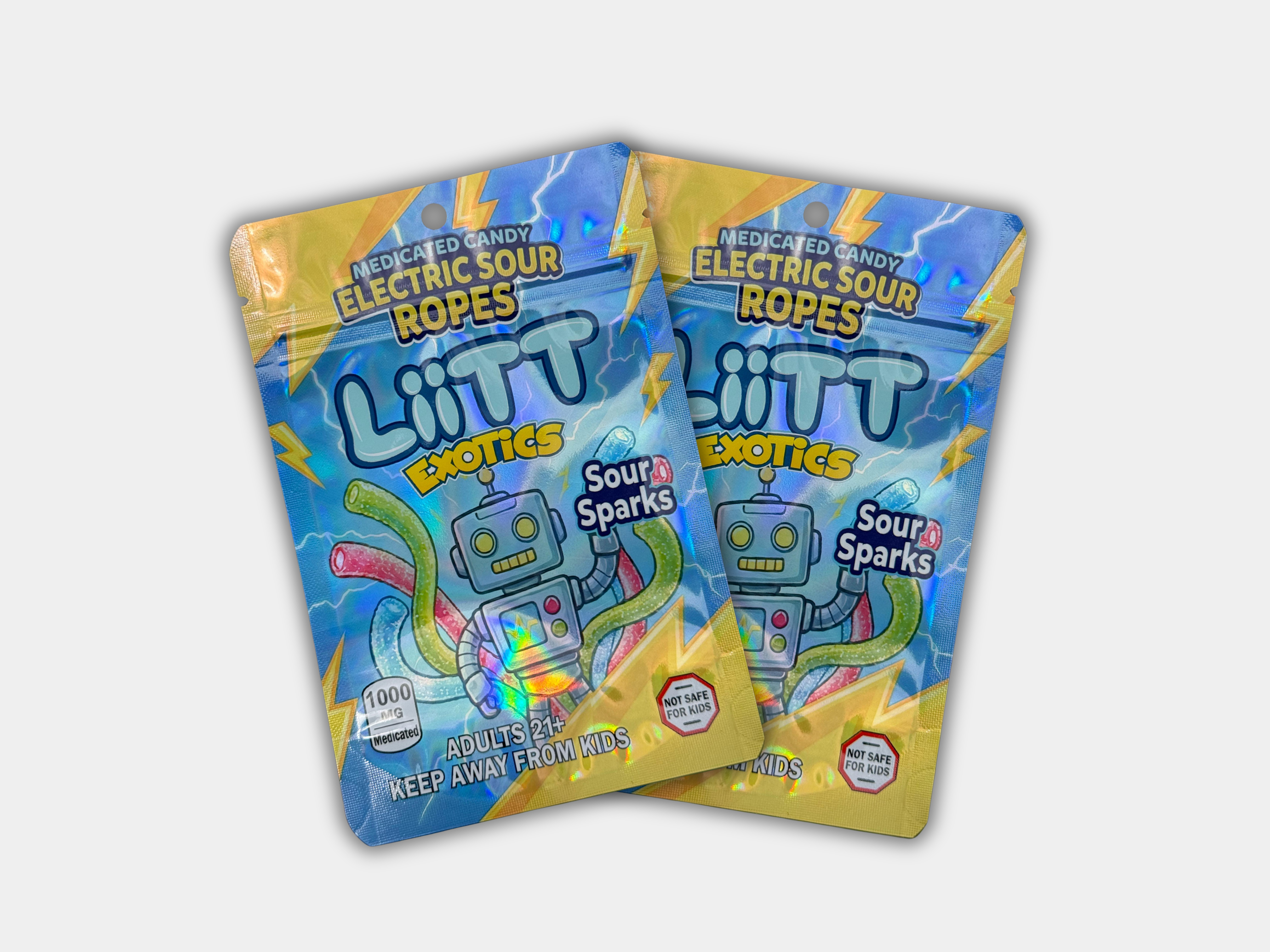 Liit Exotics Electric Sour Ropes Sour Sparks EMPTY Mylar Bag 1000 MG ...