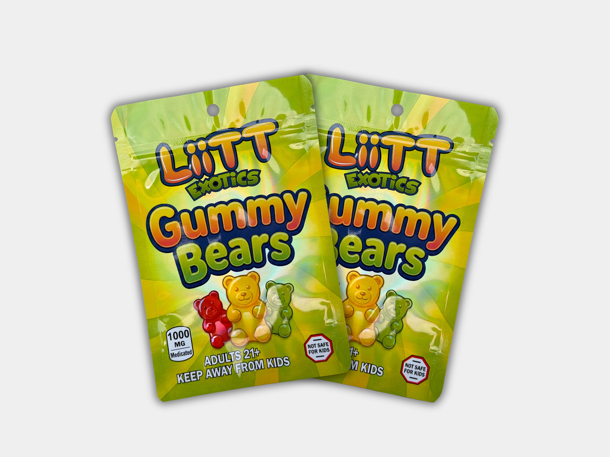 Liit Exotics Gummy Bears EMPTY Mylar Bag 1000 MG | Edible