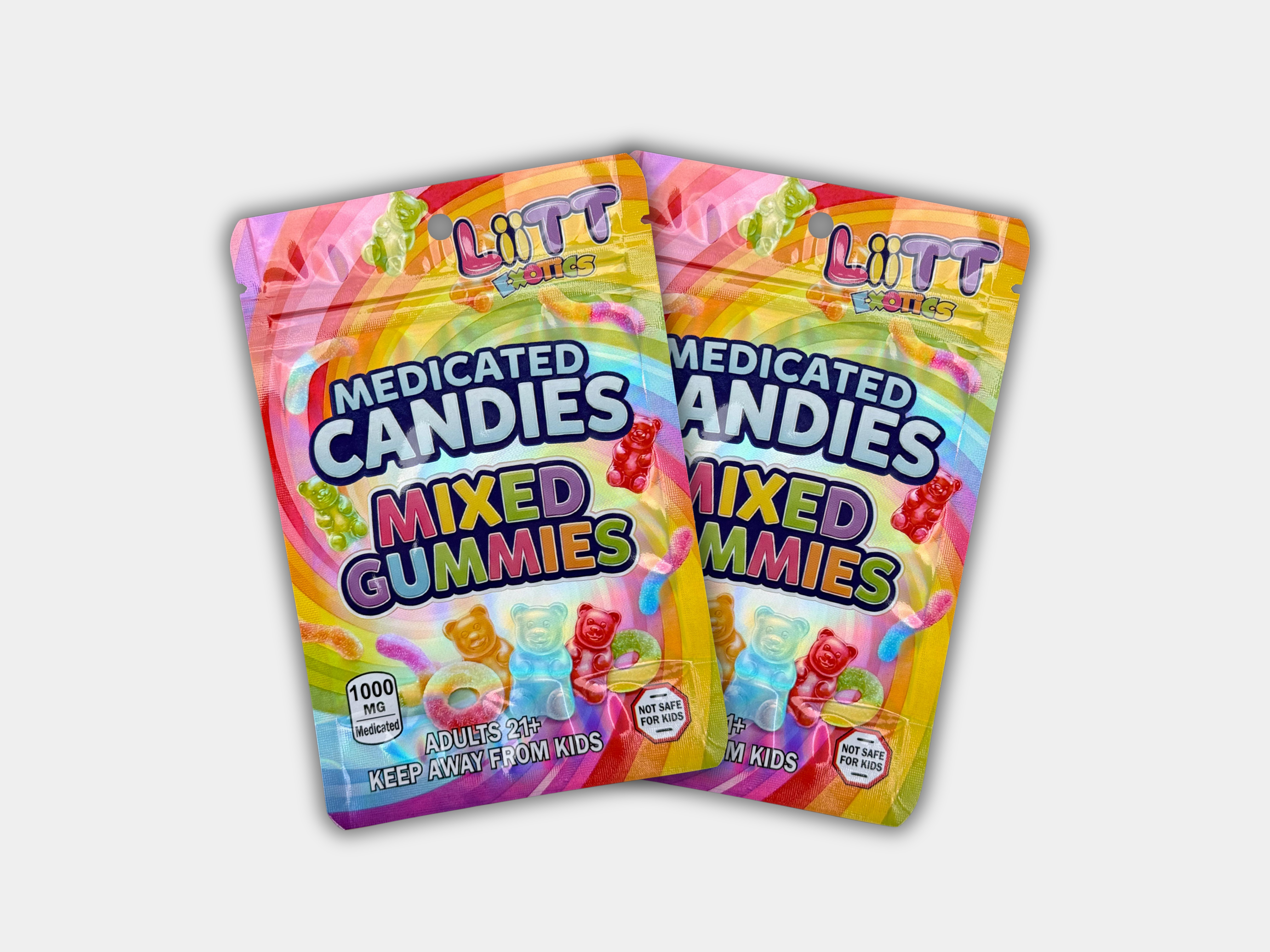 Liit Exotics Medicated Candies Mixed Gummies EMPTY Mylar Bag 1000 MG ...