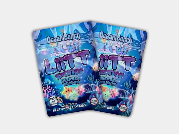 Liit Exotics Ocean Berry Deep Sea Delights EMPTY Mylar Bag 1000 MG