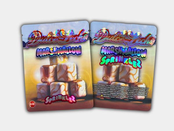 The Marshmallow Sprinkles Mylar bag is a premium 3.5-gram storage solution. Featuring a colorful design, this smell-proof bag helps lock in aroma and potency.