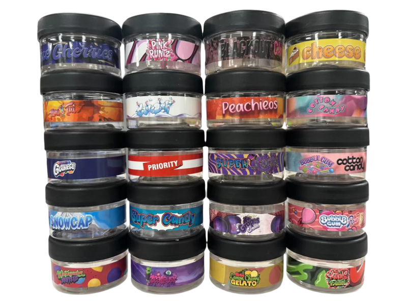 3.5g Jars with Stickers (Plastic jars included)