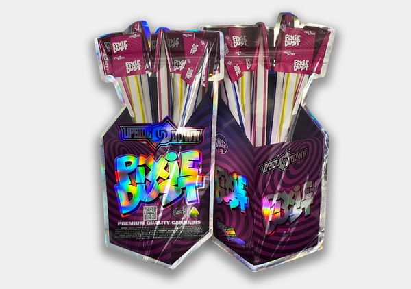 A premium Mylar bag designed for 7 grams. With a Pixie Dust theme, this airtight bag keeps potency locked in & adds a magical touch to your storage solution.